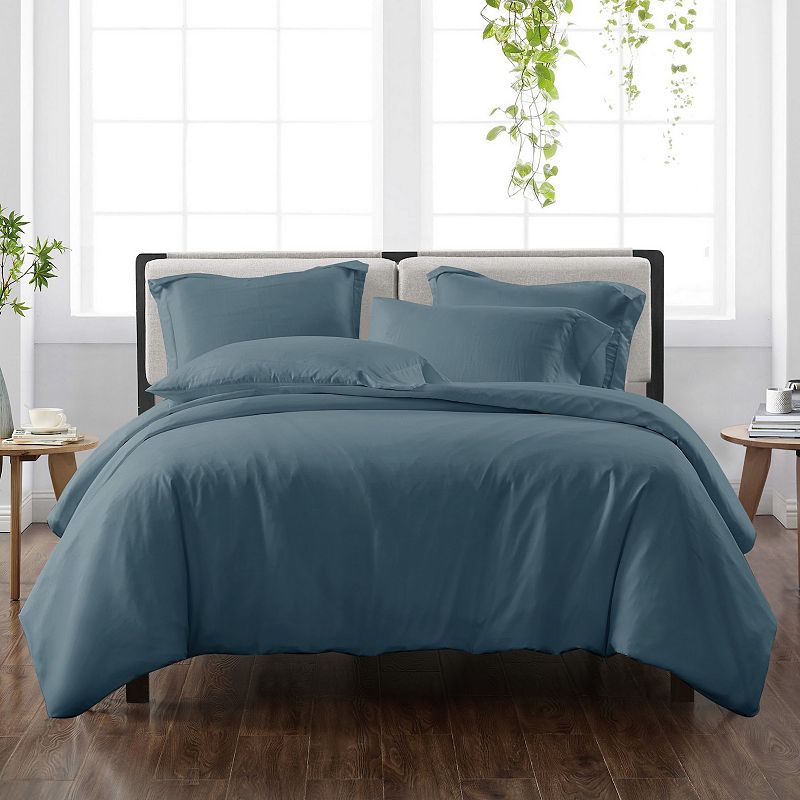 Cannon Solid Duvet Cover Set with Shams, Dark Blue, Full/Queen