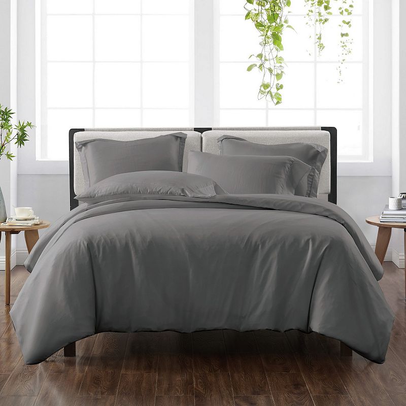 Cannon Solid Duvet Cover Set with Shams, Grey, Twin XL