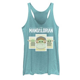 Juniors' Star Wars The Mandalorian The Child Cartoon Panels Tank Top