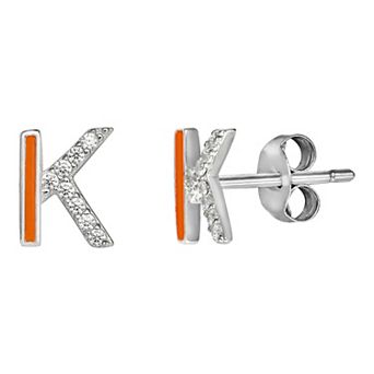 PRIMROSE Sterling Silver Cubic Zirconia Initial Stud Earrings