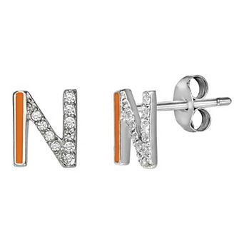 PRIMROSE Sterling Silver Cubic Zirconia Initial Stud Earrings