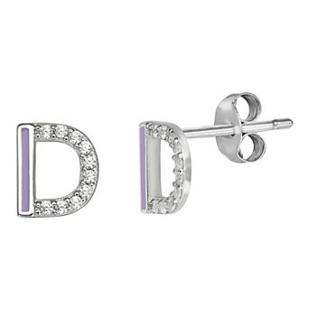 PRIMROSE Sterling Silver Cubic Zirconia Initial Stud Earrings