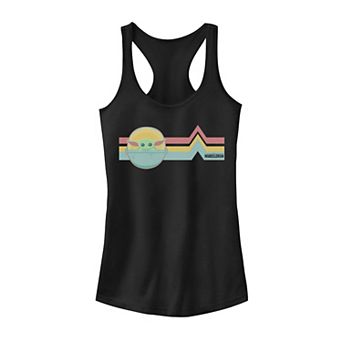 Juniors' Star Wars The Mandalorian The Child Rainbow Chest Lines Tank Top