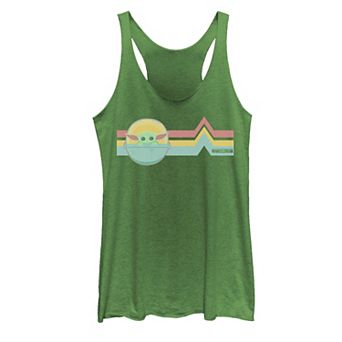 Juniors' Star Wars The Mandalorian The Child Rainbow Chest Lines Tank Top