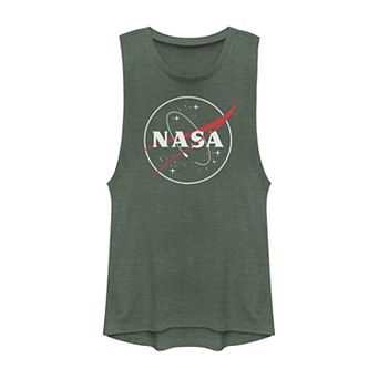 Juniors' NASA Outline Simple Logo Muscle Tank Top
