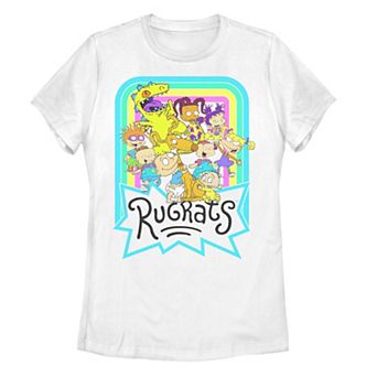 Juniors' Nickelodeon Rugrats Neon Rainbow Reptar & Friends Graphic Tee