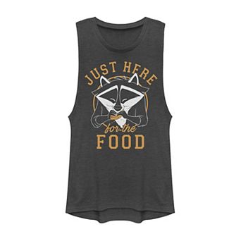 Juniors' Disney's Pocahontas Meeko Just Here For The Food Portrait Muscle Tank Top