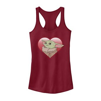 Juniors' Star Wars The Mandalorian The Child Valentine Heart Portrait Tank Top