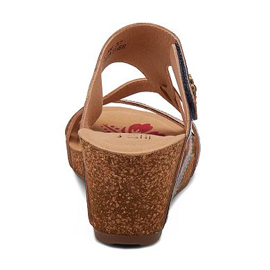 L'Artiste By Spring Step Swan Women's Leather Wedge Sandals