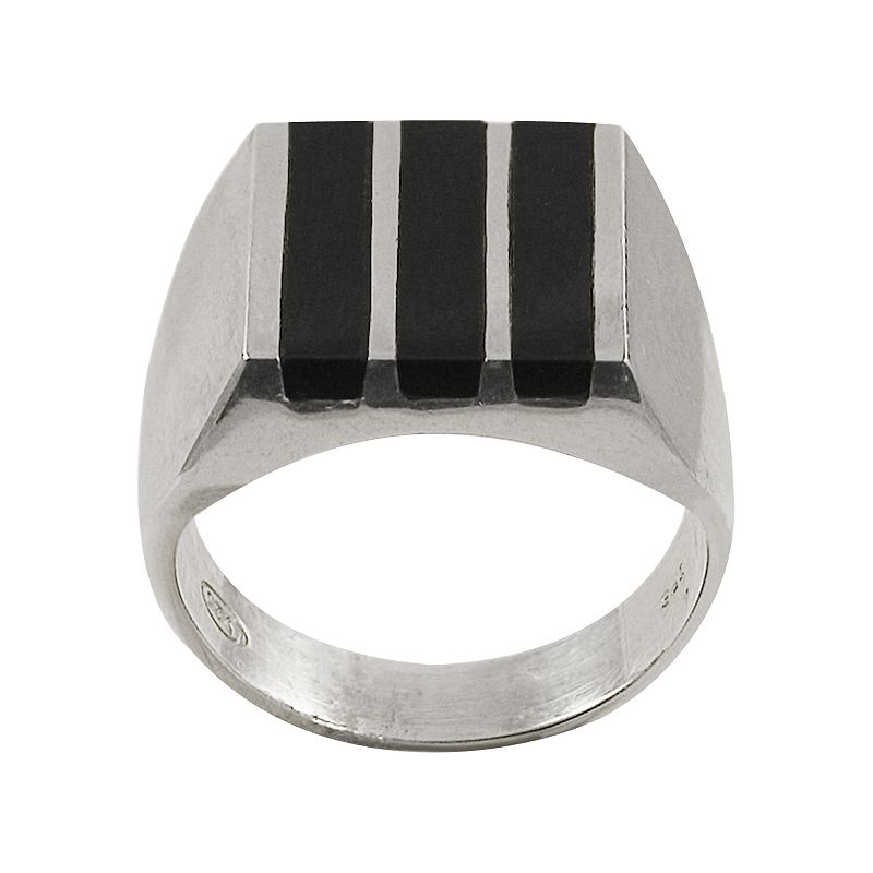 UPC 028321000059 product image for Sterling Silver Onyx Bar Ring - Men, Men's, Size: 9, Black | upcitemdb.com