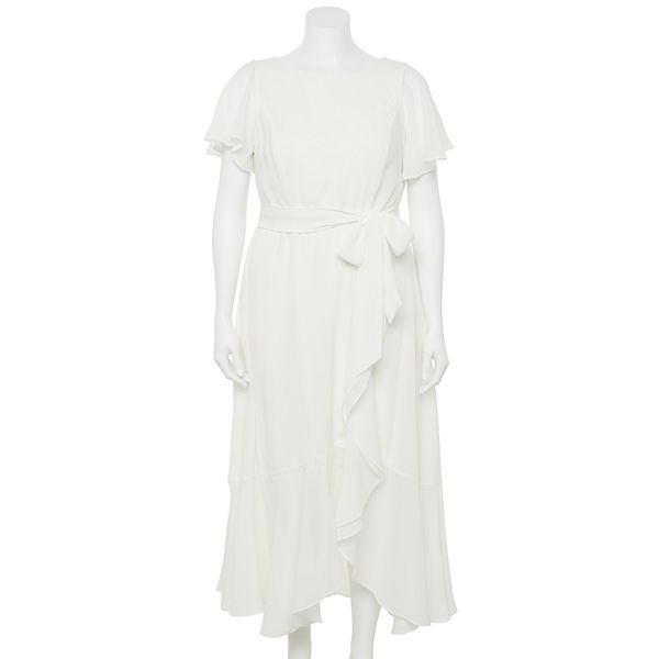 Plus Size Gabby Skye Georgette Flutter-Sleeve Dress