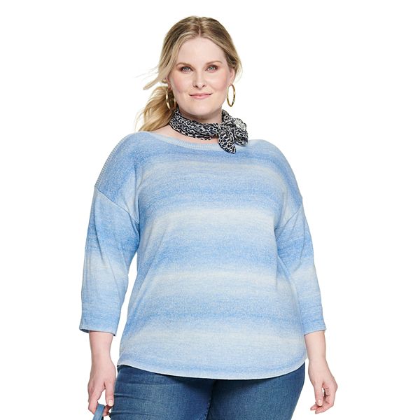 Plus Size Croft & Barrow® Boatneck Space-Dye Sweater