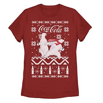 Juniors' Coca-Cola Ugly Sweater Polar Bear Slide Graphic Tee