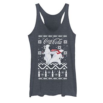 Juniors' Coca-Cola Ugly Sweater Polar Bear Slide Graphic Tank Top