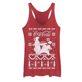 Juniors' Coca-Cola Ugly Sweater Polar Bear Slide Graphic Tank Top
