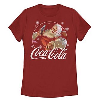 Juniors' Coca-Cola Vintage Relaxing Santa Christmas Graphic Tee