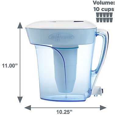 Culligan ZeroWater 10-Cup Ready-Pour™ 5-stage Water Filtration Pitcher