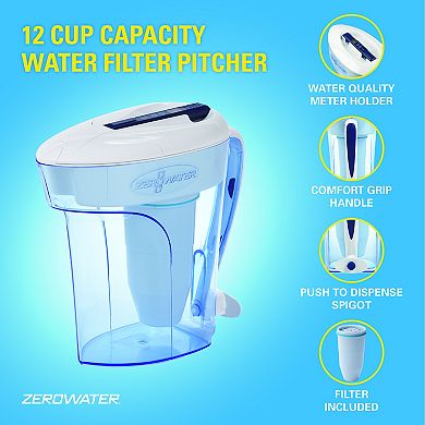 ZeroWater 12-Cup Ready Pour Water Filtration Pitcher