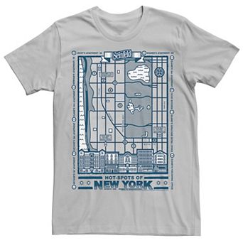 Men's Seinfeld Hot Spots Of N.Y. Map Tee