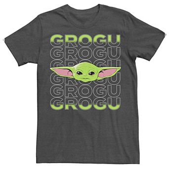 Men's Star Wars: The Mandalorian Grogu Text Stack Tee