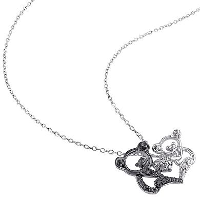 Stella Grace Sterling Silver Black Diamond Accent Bear Pendant Necklace