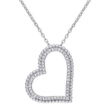 Stella Grace Sterling Silver 1/10 Carat T.W. Diamond Heart Pendant Necklace