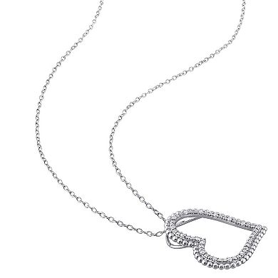 Stella Grace Sterling Silver 1/10 Carat T.W. Diamond Heart Pendant Necklace