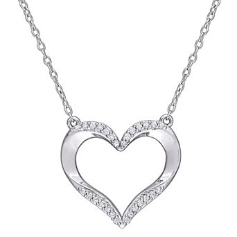 Stella Grace Sterling Silver 1/8 Carat T.W. Diamond Open Heart Pendant Necklace