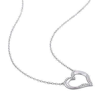 Stella Grace Sterling Silver 1/8 Carat T.W. Diamond Open Heart Pendant Necklace