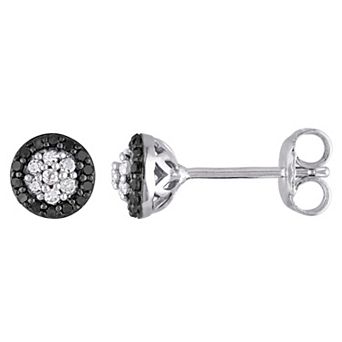 Stella Grace Sterling Silver 1/4 Carat T.W. Black & White Diamond Cluster Stud Earrings