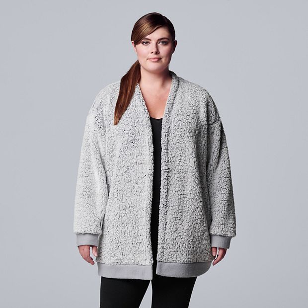 Plus size sherpa clearance cardigan