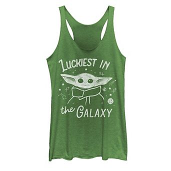 Juniors' Star Wars The Mandalorian The Child Luckiest In The Galaxy Graphic Tank Top
