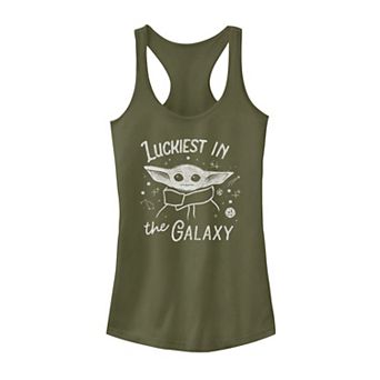 Juniors' Star Wars The Mandalorian The Child Luckiest In The Galaxy Graphic Tank Top