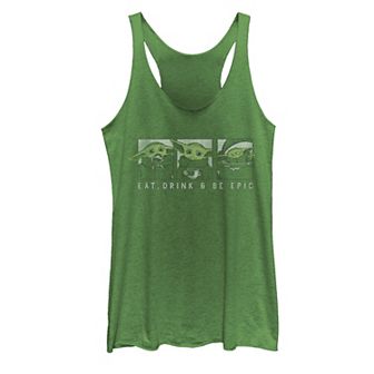 Juniors' Star Wars The Mandalorian The Child Eat Drink & Be Epic Graphic Tank Top
