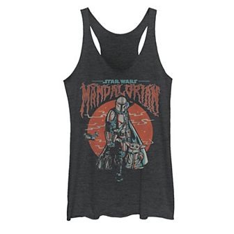 Juniors' Star Wars The Mandalorian & The Child Foggy Portrait Graphic Tank Top