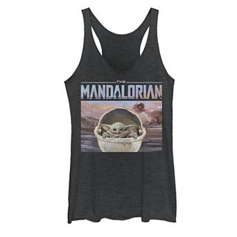 Juniors' Star Wars The Mandalorian The Child Poster Logo Fill Graphic Tank Top