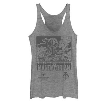Juniors' Star Wars The Mandalorian Outline Poster Graphic Tank Top