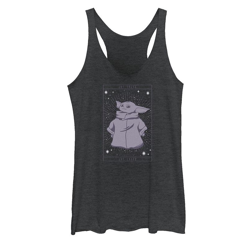 Juniors' Star Wars The Mandalorian The Child aka Baby Yoda Card Graphic Tank Top, Girl's, Size: Medium, Black Grey