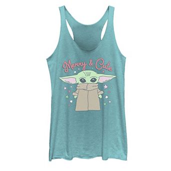 Juniors' Star Wars The Mandalorian The Child aka Baby Yoda Christmas Merry & Cute Graphic Tank Top