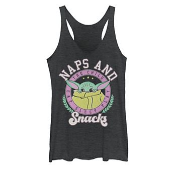 Juniors' Star Wars The Child aka Baby Yoda Naps & Snacks Graphic Tank Top