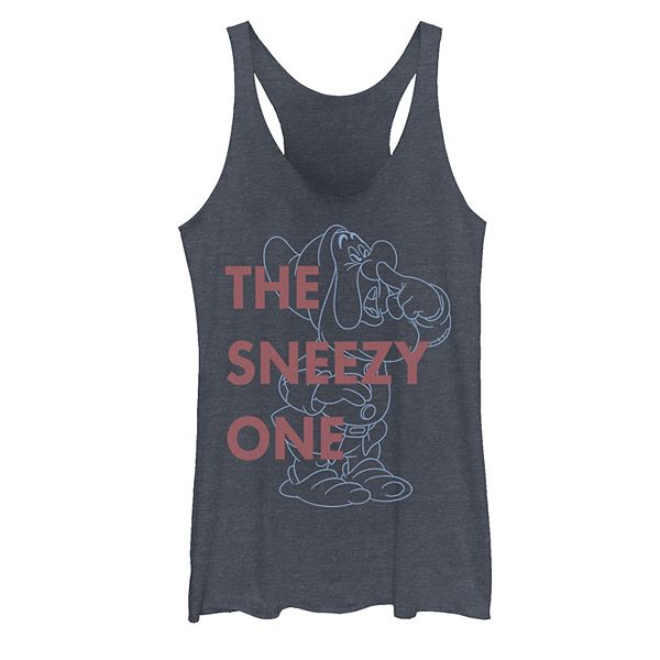Juniors Disney Snow White Dwarf Sneezy The Sneezy One Outlined Tank Top