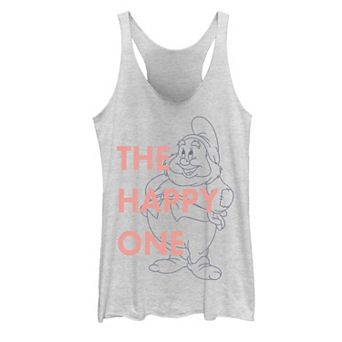 Disney's Snow White Dwarf Happy The Happy One Outlined Juniors' Tank Top