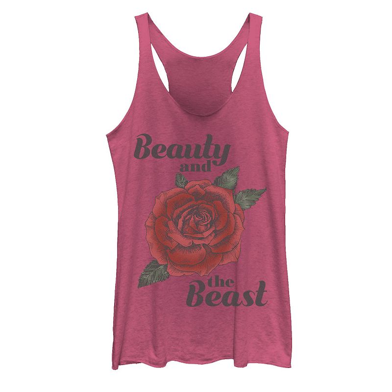 Juniors Disney Beauty & The Beast Red Rose Tank, Girls, Size: XS, Pink Ovr