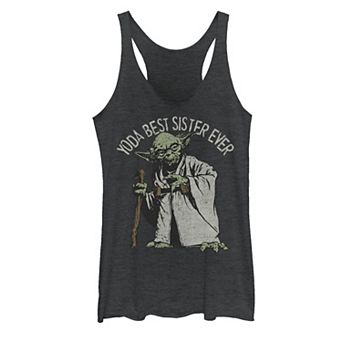 Juniors' Star Wars Yoda Best Sister Ever Portrait Tank Top