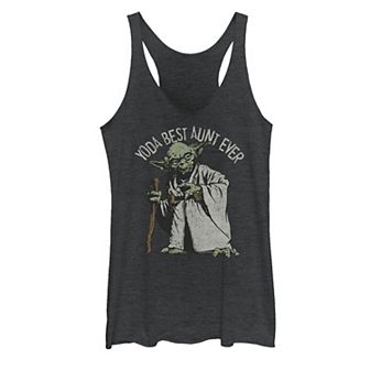 Juniors' Star Wars Yoda Best Aunt Ever Portrait Tank Top
