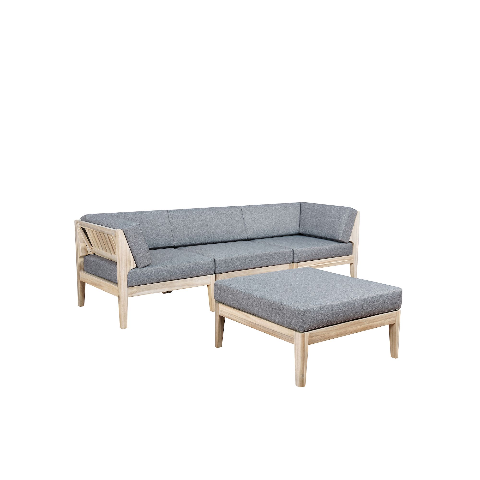 Linon Summerlyn Sectional & Ottoman 4-pc. Set, Natural