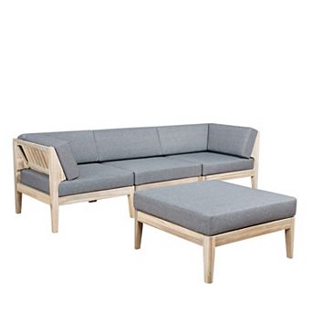 Linon Summerlyn Sectional & Ottoman 4 pc Set