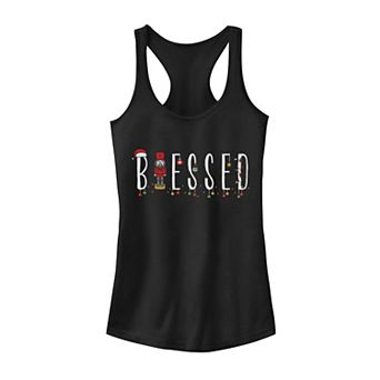 Juniors' Trendy Christmas Blessed Icons Typographic Tank Top