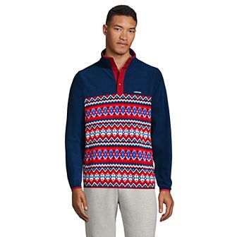 Men's Lands' End Snap-Neck Fleece Pullover