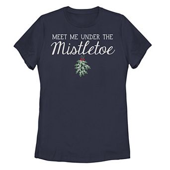 Juniors' Trendy Christmas Meet Me Under The Mistletoe Tee